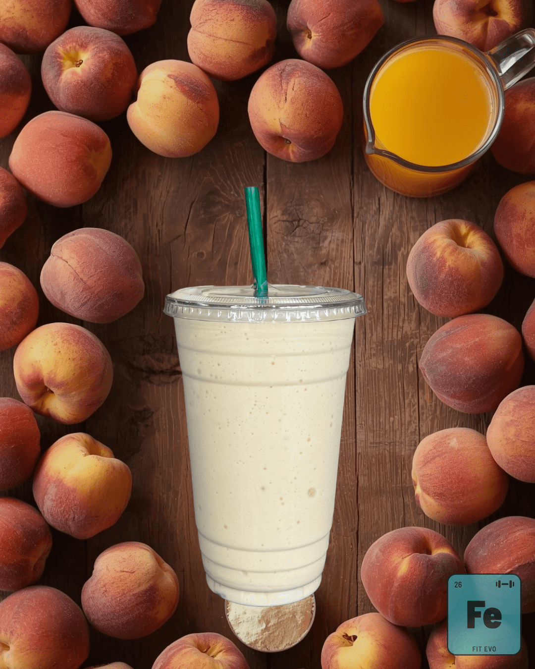 A peach smoothie from the FIT EVO smoothie bar.