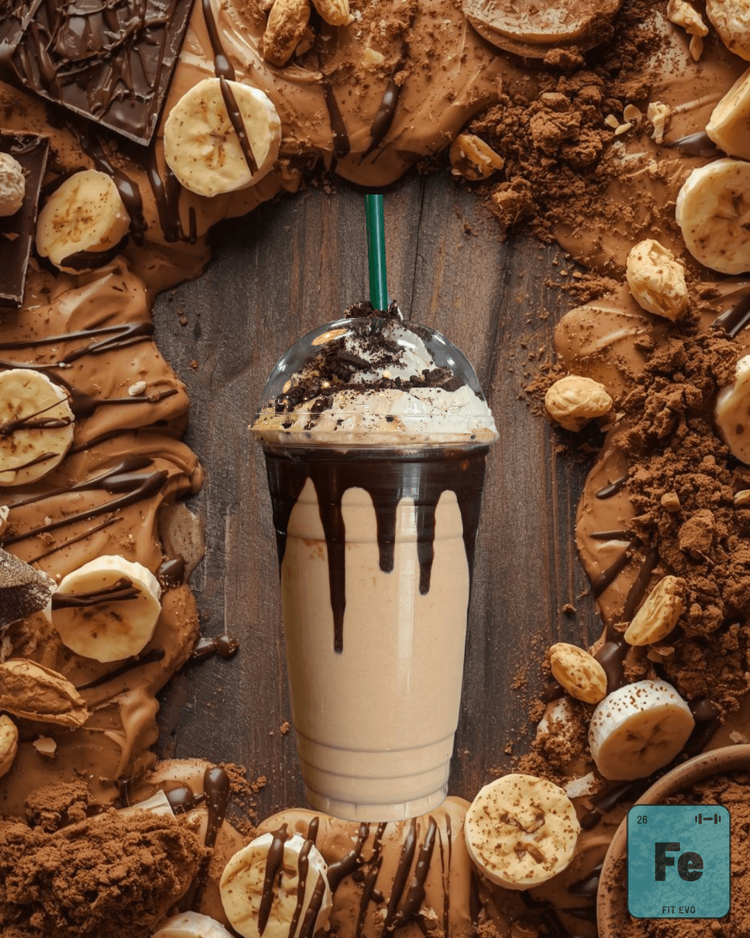 A peanut butter and chocolate smoothie from the FIT EVO smoothie bar.
