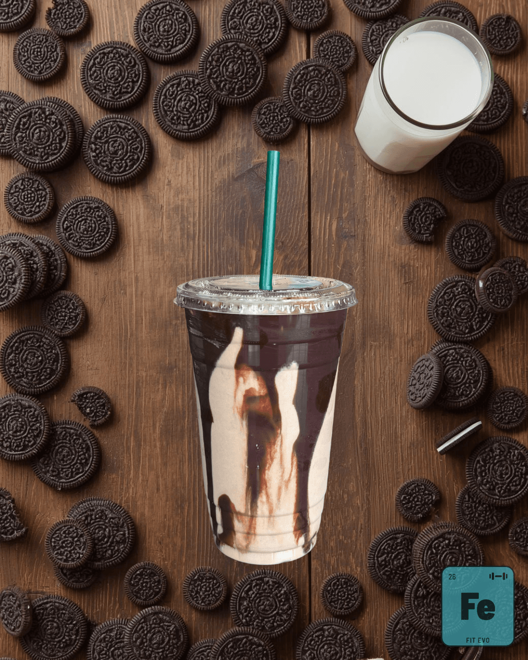 A cookies-and-cream smoothie from the FIT EVO smoothie bar.