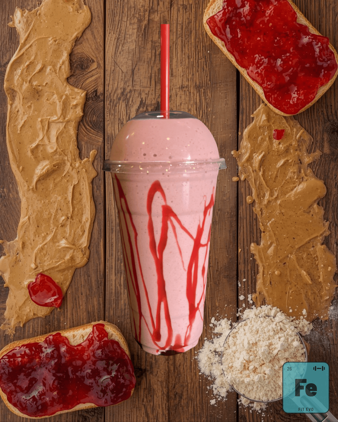 A peanut butter and jelly smoothie from the FIT EVO smoothie bar.