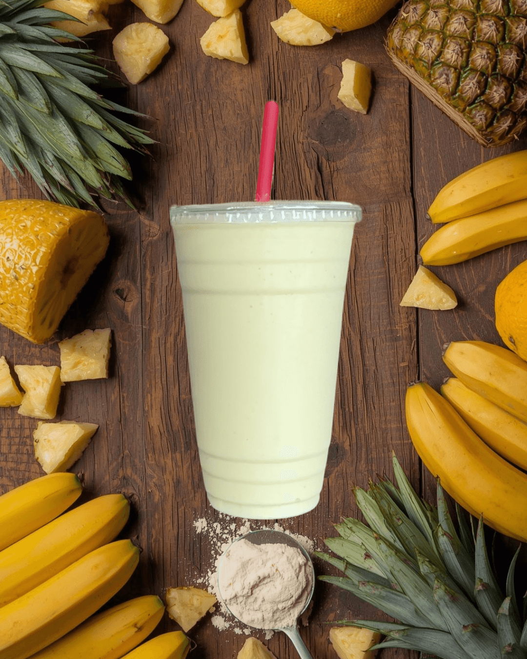 A pineapple and banana smoothie from the FIT EVO smoothie bar.